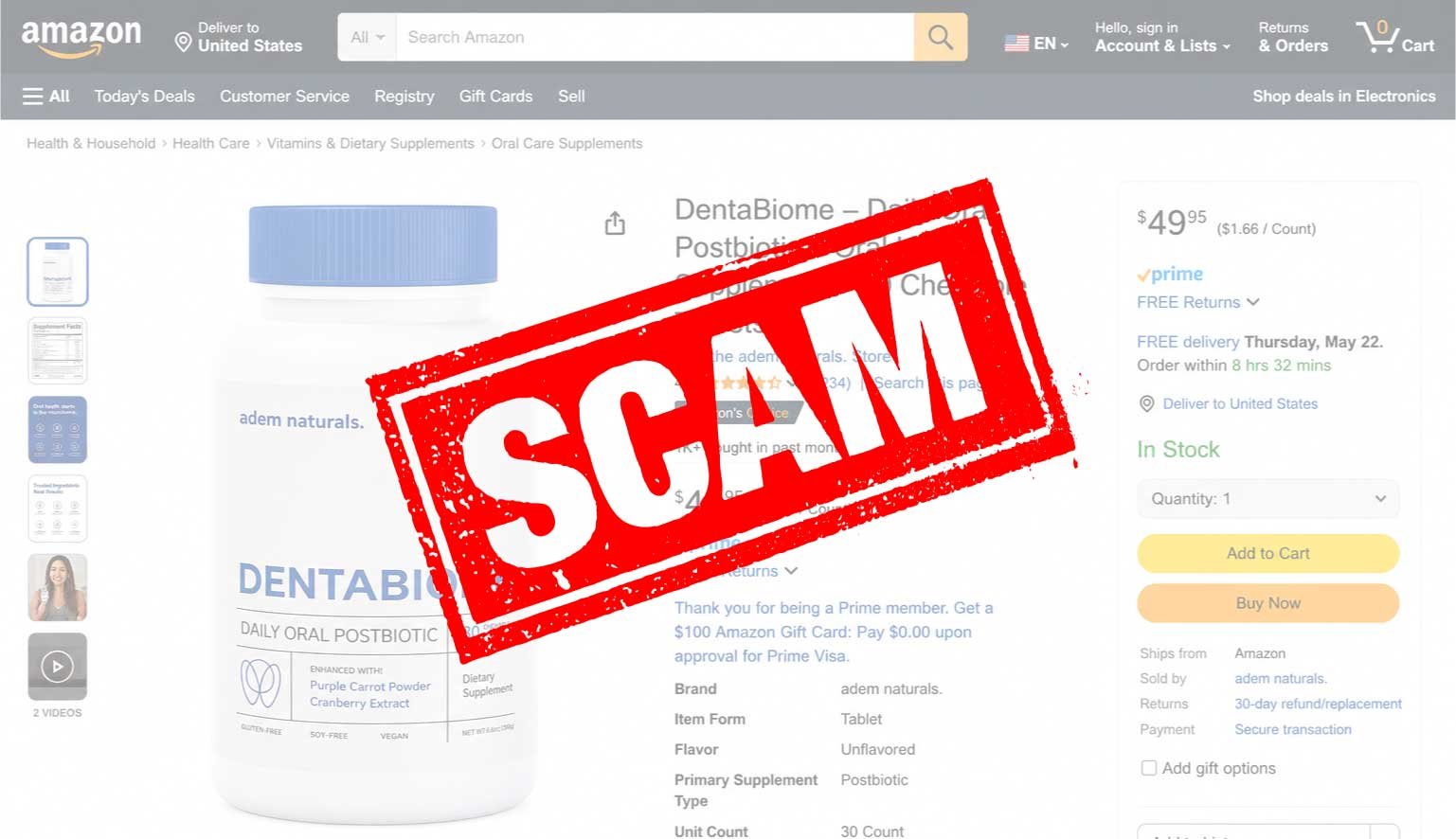 DentaBiome — only the official website carries the full guarantee